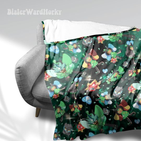 Ogerpon Fleece Blanket: Anime Grass Type Decor