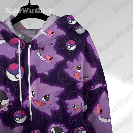 Gengar Anime Hoodie Sweatshirt: Ghost Type Neon Shadow King Sweatshirt
