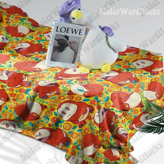 Fuecoco Fleece Blanket: Anime Inspired Fire Croc Design