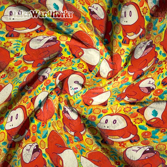 Fuecoco Fleece Blanket: Anime Inspired Fire Croc Design