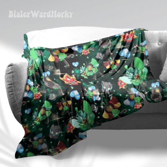 Ogerpon Fleece Blanket: Anime Grass Type Decor