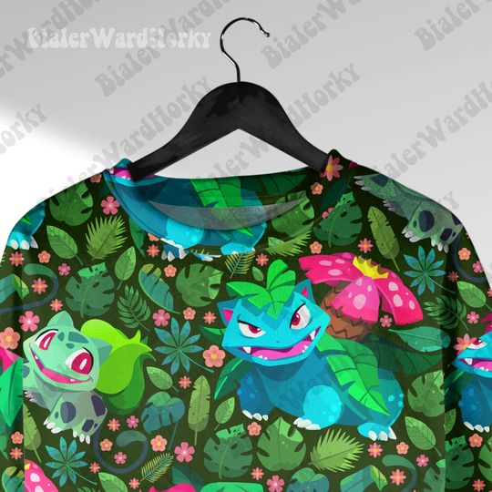 Bulbasaur Hoodie: Tropical Grass-Type Monster Anime Sweatshirt