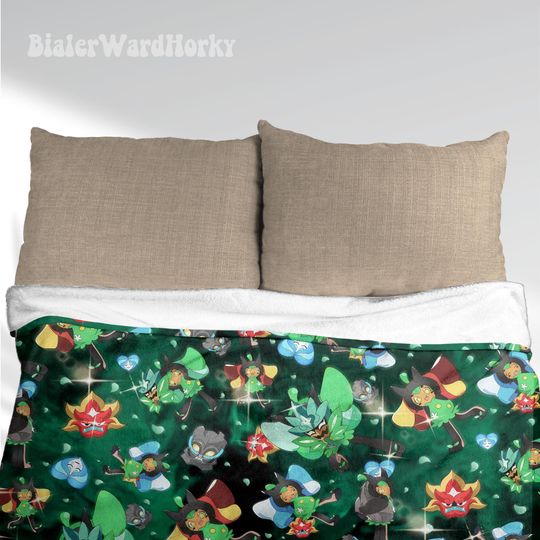 Ogerpon Fleece Blanket: Anime Grass Type Decor