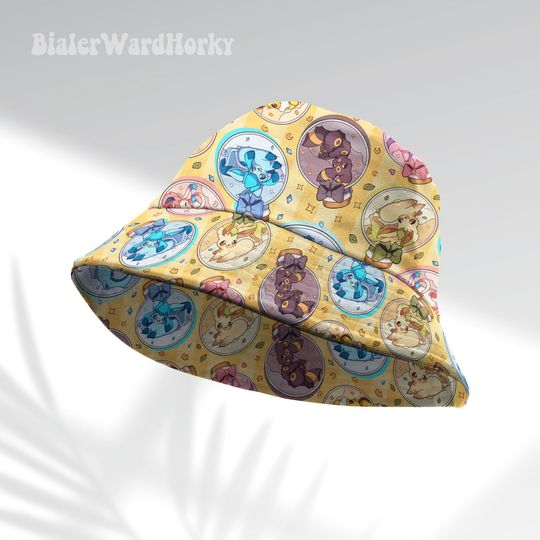 Eevee Evolution Bottle Bucket Hat, Evolution Bucket, Cute Hat, Anime Bucket, Eevee Evolution Gifts