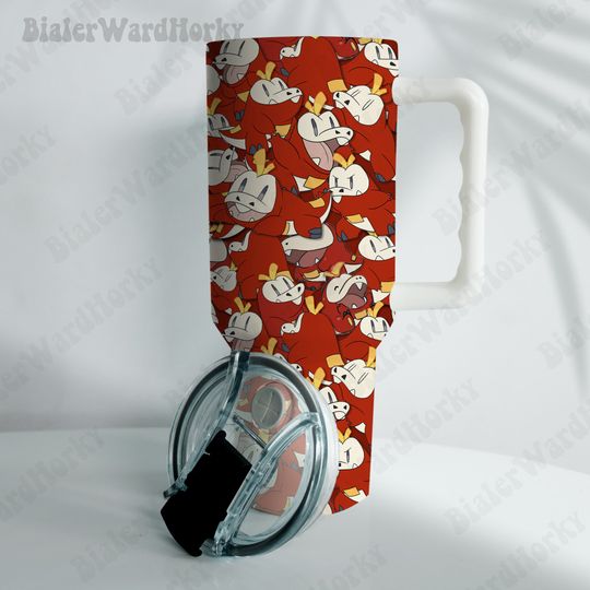 Fuecoco Ignite Stacked Tumbler Cute Tumbler Anime Tumbler 40oz, Stainless Steel Double Wall Tumbler with New Style Handle, Back To School Gift