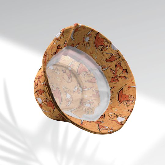 Charmander Evolution Bucket Hat, Cute Fire Type Summer Beach Hat, Charizard Bucket, Manga Gifts