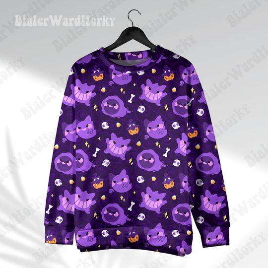 Gengar Hoodie: Ghost Type Evolution Neon Anime Sweatshirt