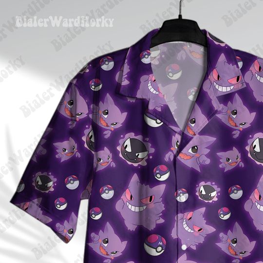 Gengar Cute Hawaiian Shirt Ghost Type Shirt Spooky Gifts