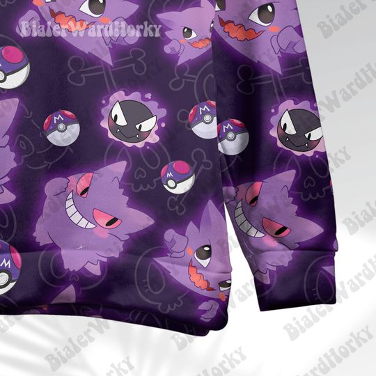 Gengar Anime Hoodie Sweatshirt: Ghost Type Neon Shadow King Sweatshirt