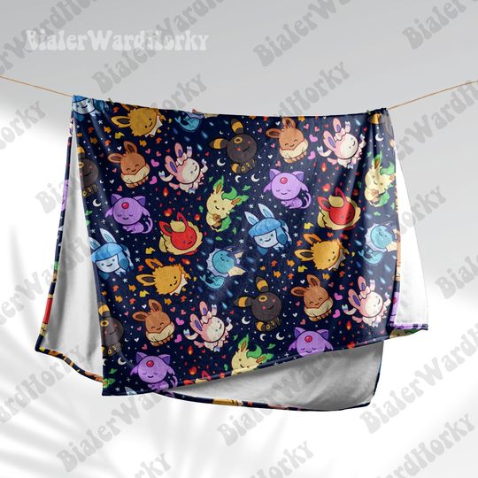 Eevee Evolution Galaxy Fleece Blanket, Evolution Blanket, Cute Fleece Blanket, Anime Blanket Galaxy, Gifts