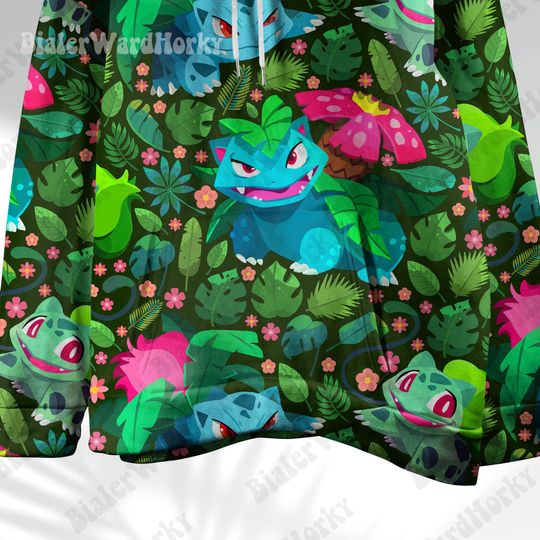 Bulbasaur Hoodie: Tropical Grass-Type Monster Anime Sweatshirt