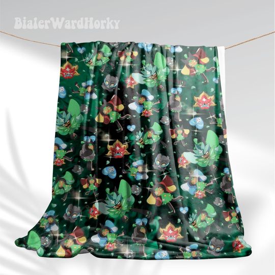 Ogerpon Fleece Blanket: Anime Grass Type Decor