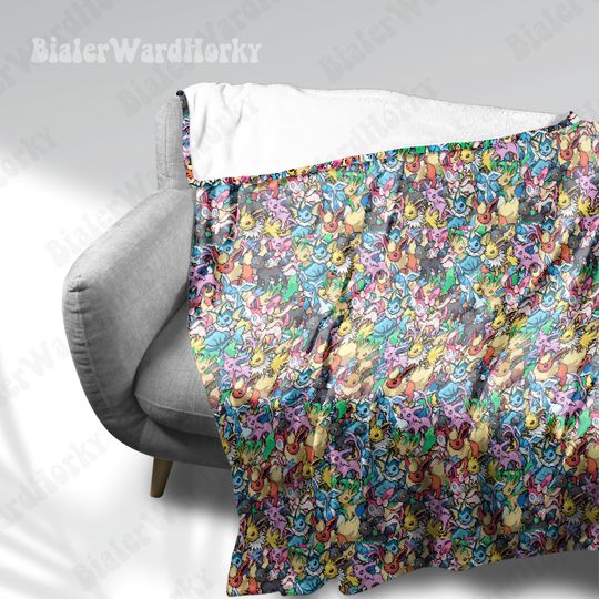 Eevee Evolution Stack Fleece Blanket, Evolution Blanket, Fleece Blanket, Anime Blanket Evolution, Gifts