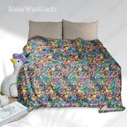 Eevee Evolution Stack Fleece Blanket, Evolution Blanket, Fleece Blanket, Anime Blanket Evolution, Gifts