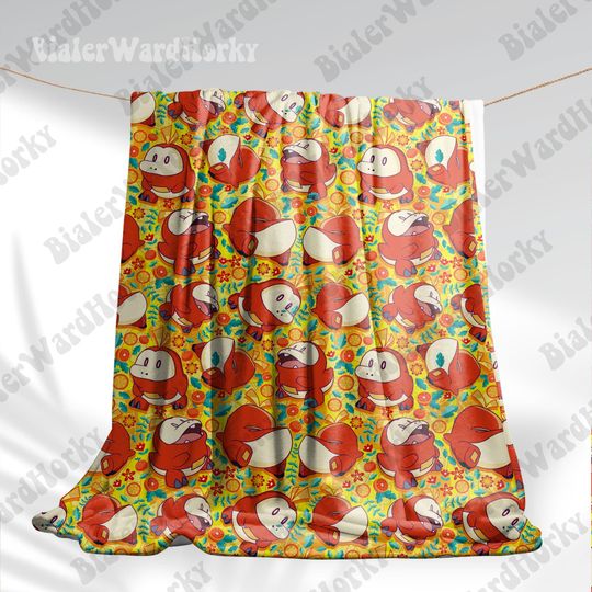 Fuecoco Fleece Blanket: Anime Inspired Fire Croc Design