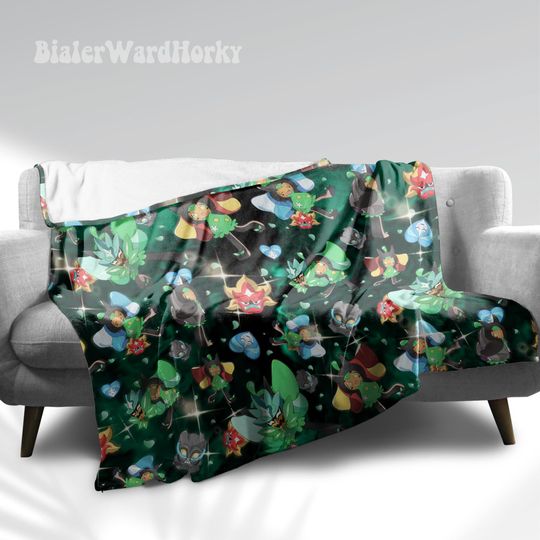 Ogerpon Fleece Blanket: Anime Grass Type Decor