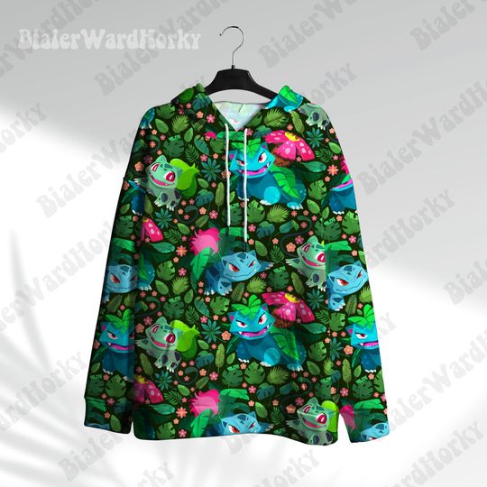 Bulbasaur Hoodie: Tropical Grass-Type Monster Anime Sweatshirt