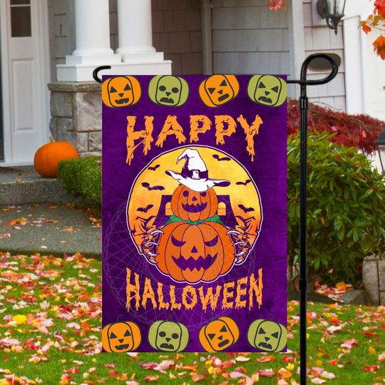 12x18 Garden Flag Sublimation Design, Happy Halloween, Digital Design