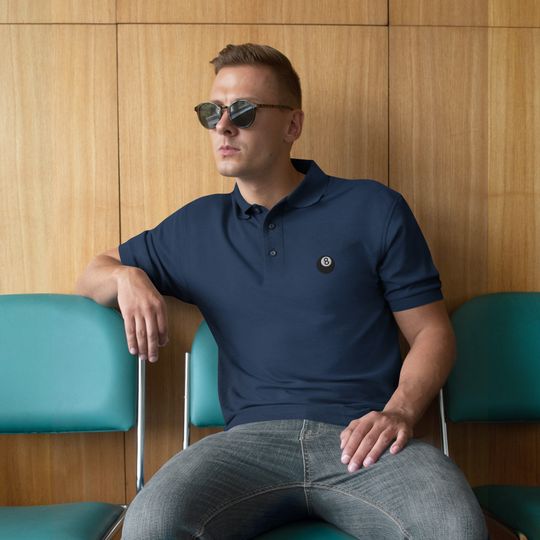 8-Ball Polo Shirt, Pool Player Shirt, Men's Billiards Shirt, Pool Player Gift