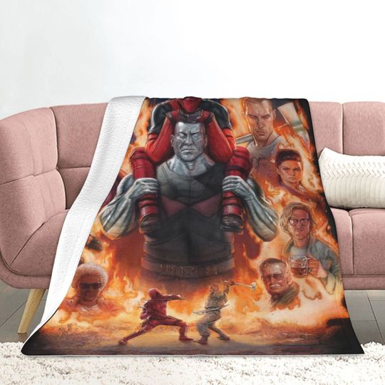 Custom Name Blanket Marvel Deadpool and Colossus Personalized Blankets Birthday Gift