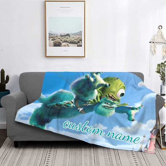 Custom Name Blanket Disney Monsters Inc Tapestry Personalized Blankets Birthday Gift Customized DIY