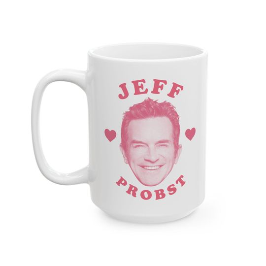 Jeff Probst pink heart mug, Jeff Probst Mug