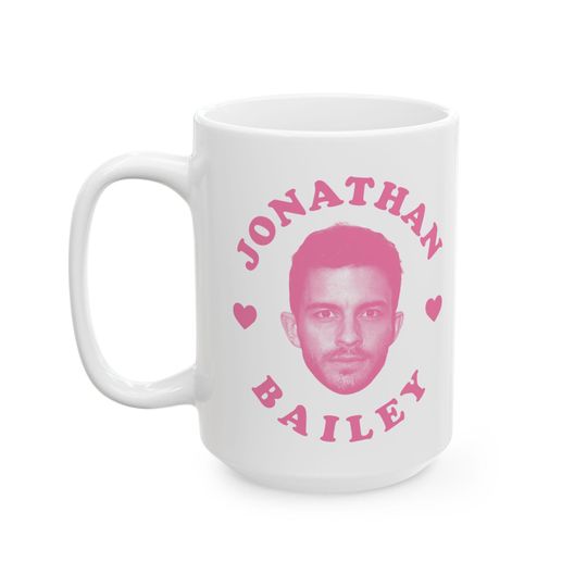 Jonathan Bailey pink heart mug, Jonathan Bailey Mug