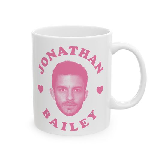 Jonathan Bailey pink heart mug, Jonathan Bailey Mug