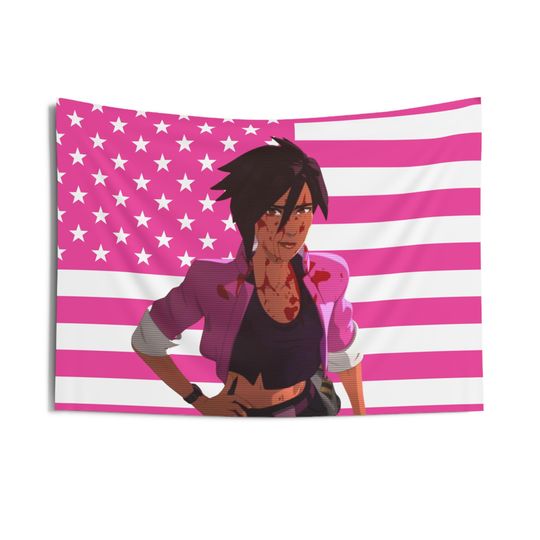 Invisigal security camera view Flag, Invisigal Indoor Wall Tapestries, Invisigal Dispatch Pink Flag