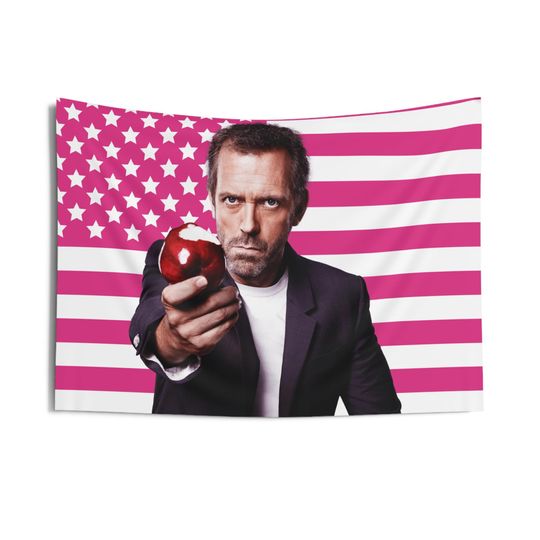 Dr house Indoor Wall Tapestries, House MD Pink Flag