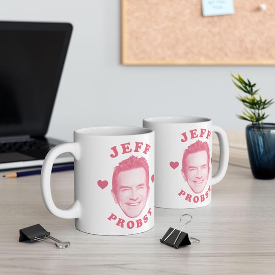 Jeff Probst pink heart mug, Jeff Probst Mug