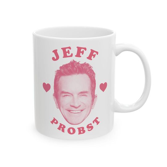 Jeff Probst pink heart mug, Jeff Probst Mug