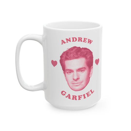 Andrew Garfield pink heart mug, Andrew Garfield mug