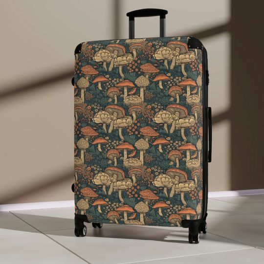 Mushroom Pattern - Travel Suitcases