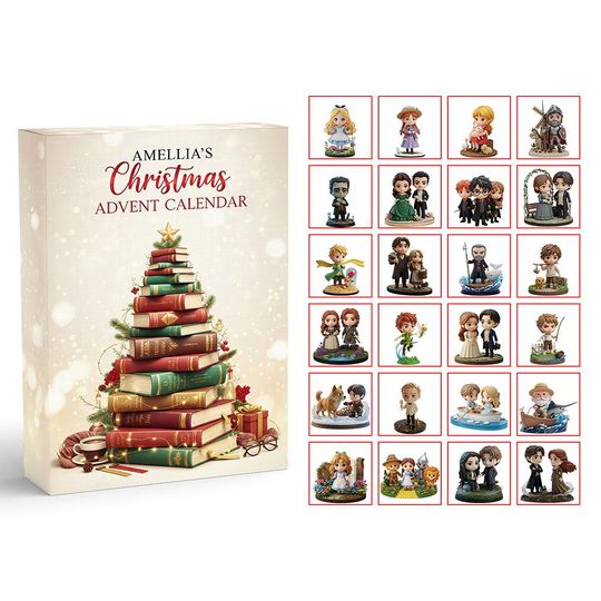 Acrylic Advent Calendar Blind Box, Fairytale Couples Storybook, Holiday Countdown Box, Mini Figure Collectibles for Readers & Fans