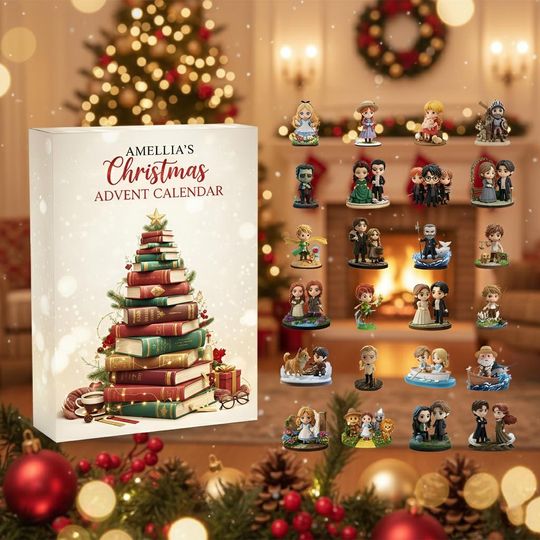 Acrylic Advent Calendar Blind Box, Fairytale Couples Storybook, Holiday Countdown Box, Mini Figure Collectibles for Readers & Fans