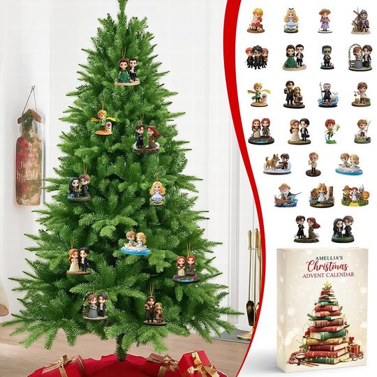 Acrylic Advent Calendar Blind Box, Fairytale Couples Storybook, Holiday Countdown Box, Mini Figure Collectibles for Readers & Fans