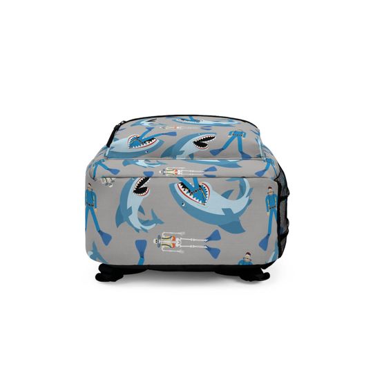 Shark Backpack, Gift for Diver, Vibrant Polyester School Bag