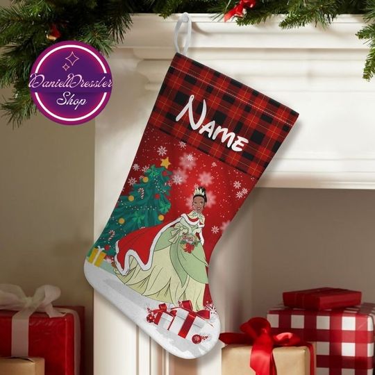 Personalized Disney Princess Christmas Stocking, Stocking With Name, Disney Princess Characters Stocking