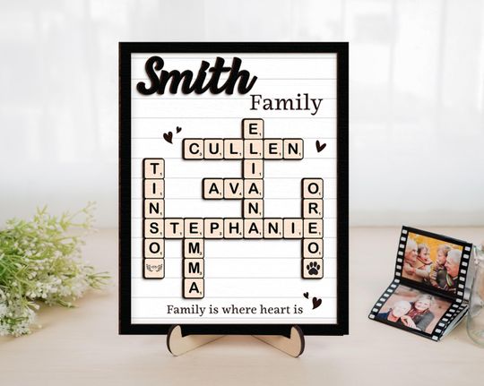 Scrabble Family Personalized, Scrabble Puzzle Sign, Grandkids Crossword Scrabble, Custom Family, Grandparents Christmas Gift, Family Decor