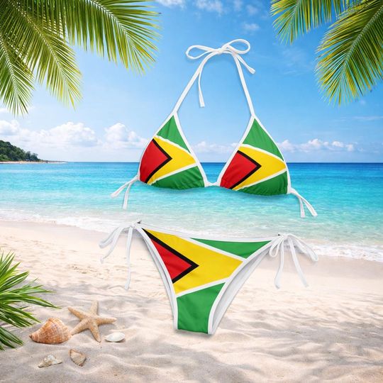 Guyana Flag Triangle Bikini Swimsuit