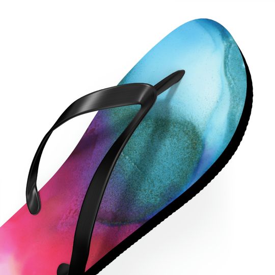 Watercolor Wave Flip Flops