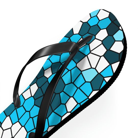 Blue Tiled Flip Flops