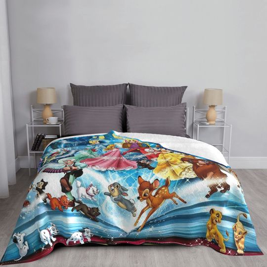 Two Layers Blanket Disney Princess Custom Name Printed Bedspread Sofa Covers Travel Camping Blanket