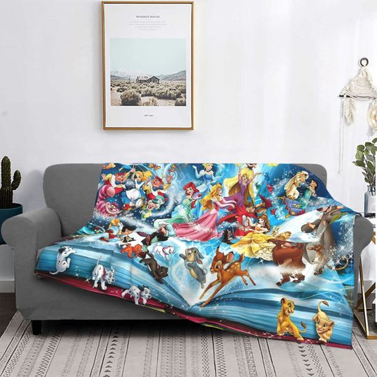 Two Layers Blanket Disney Princess Custom Name Printed Bedspread Sofa Covers Travel Camping Blanket