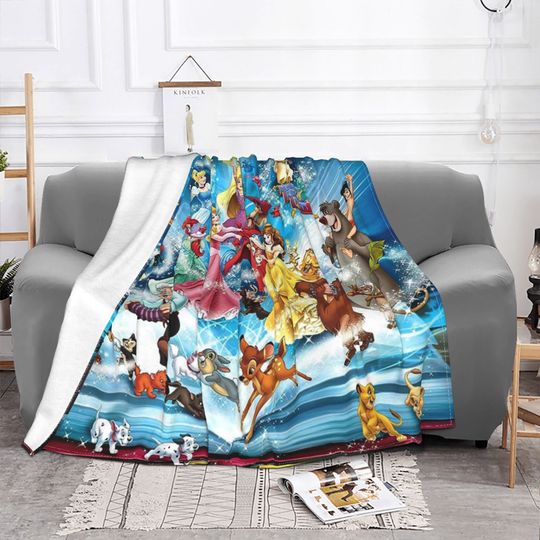 Two Layers Blanket Disney Princess Custom Name Printed Bedspread Sofa Covers Travel Camping Blanket