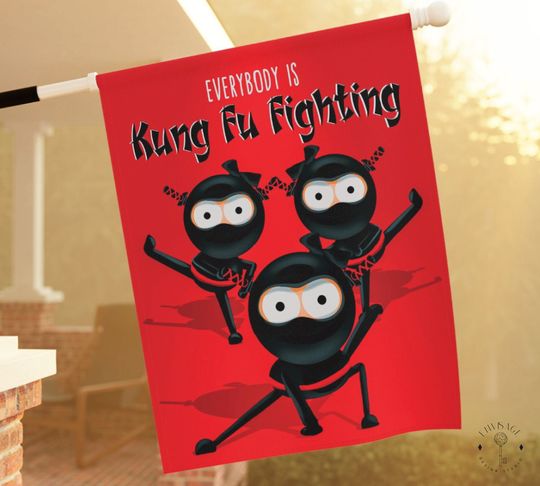 Kung Fu Funny House Flag - Outdoor Halloween Decor