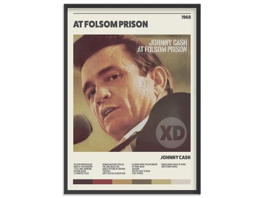 Johnny Cash - At Folsom Prison Retro Album Print