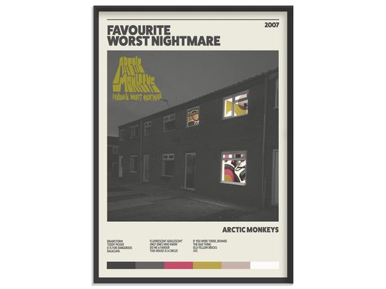 Arctic Monkeys Poster, Favorite Worst Nightmare Poster, Retro Album Print, Music Poster
