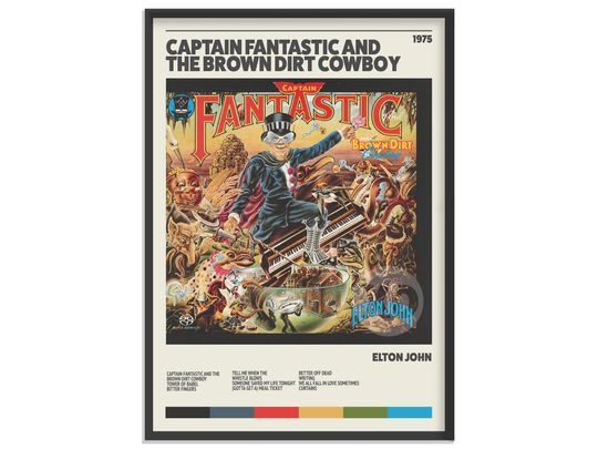 Elton John - Captain Fantastic and the Brown Dirt Cowboy Retro Album Premium Matte Vertical Posters